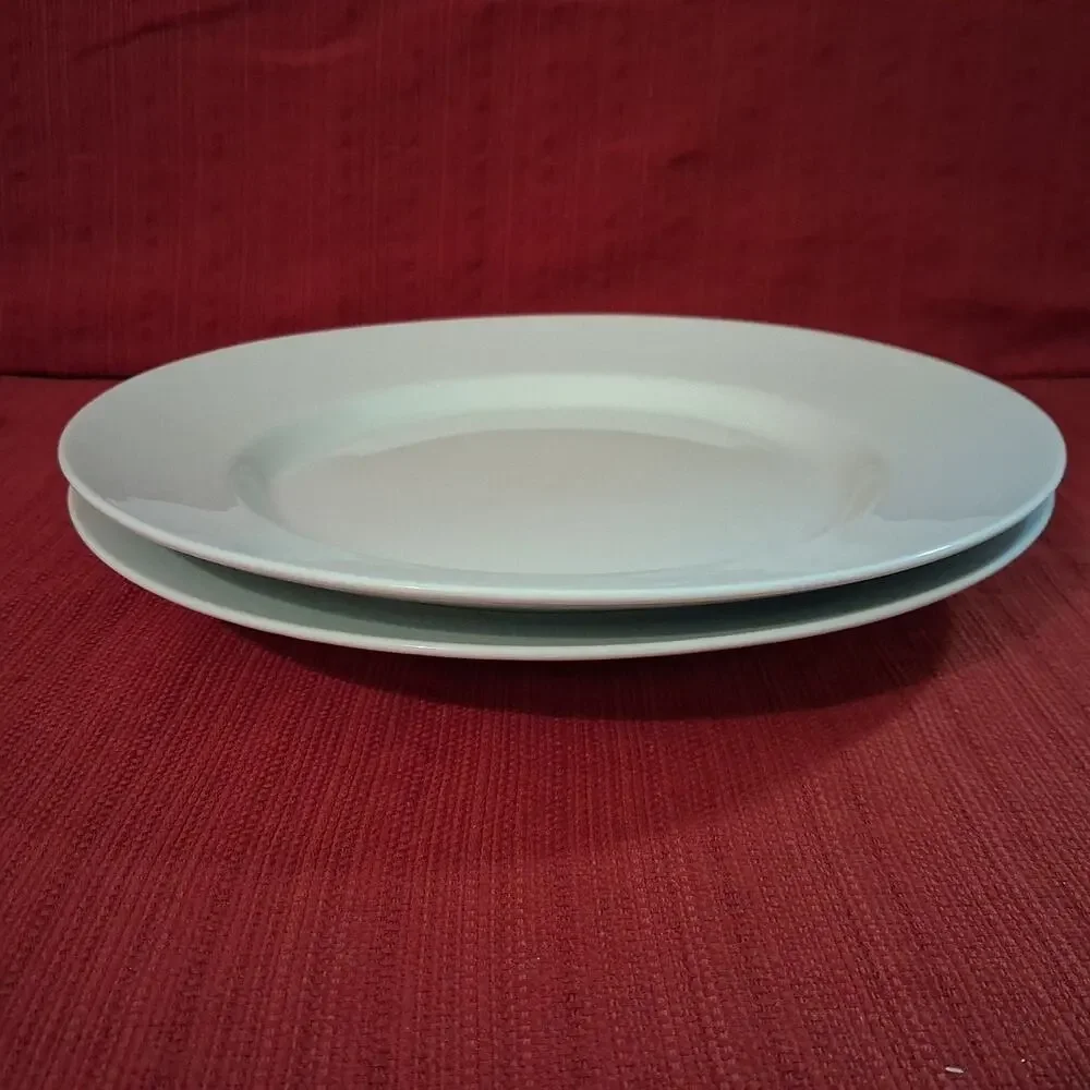 Pottery Barn Great White Porcelain 12” Rimmed Dinner Chop Plates (Lot of 2)